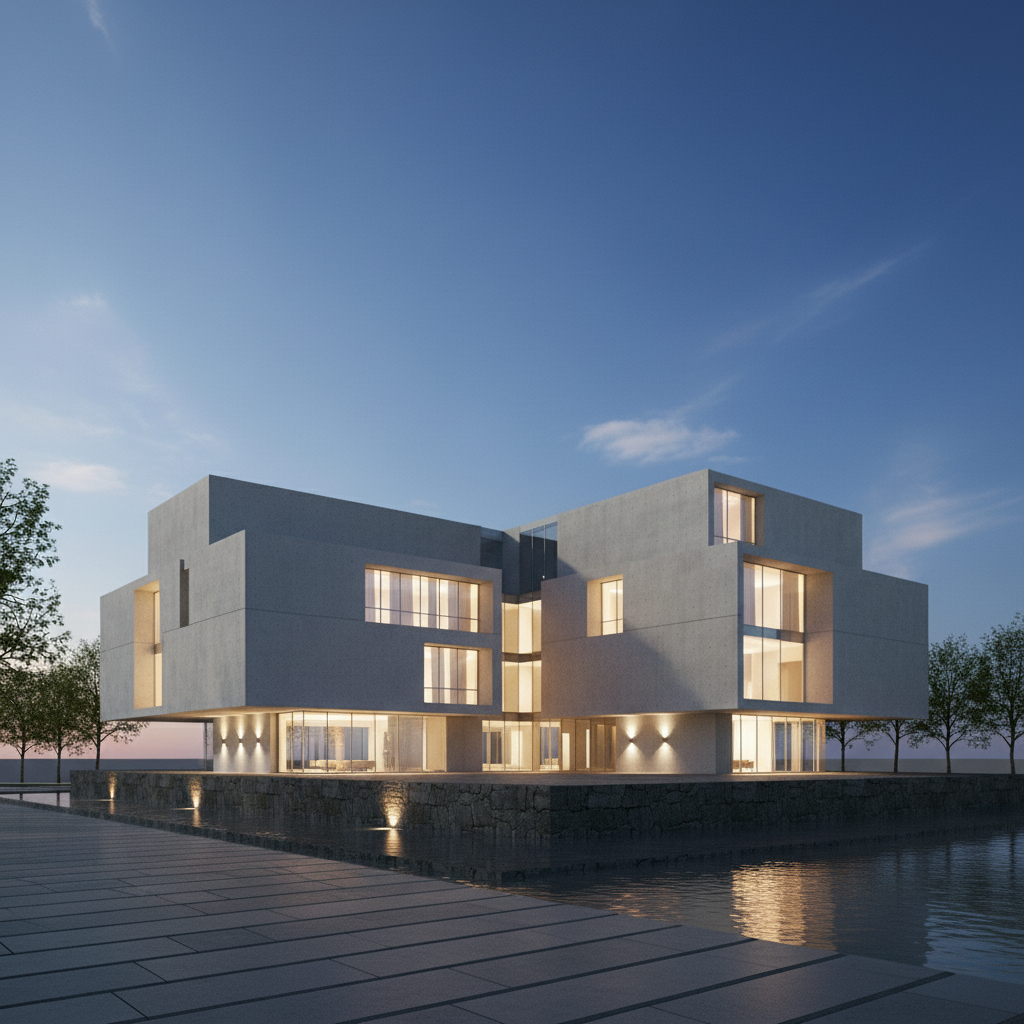 Make it a photorealistic render , make it in evening mode