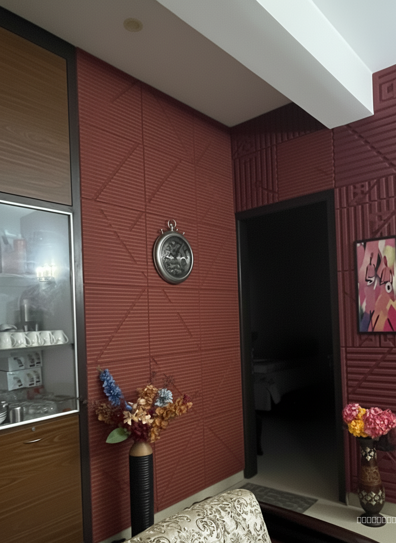 make pattern mor subtle, linear lines, rust colour 