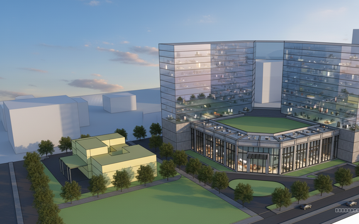 make it more photoreal , this is 3d mass, make it like drone shot from camera ,