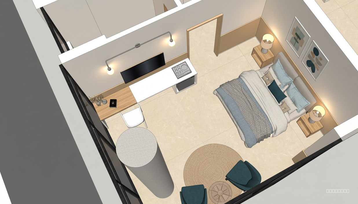 Give realistic visualistion, from the window lookin inwards to the rooms, keep the furniture locations same, make design Scandinavian, use scandinavian colours, furniture style, keep the furniture sizes same chnage furniture styling to fit nordic, day scene, well lit, add wall lights, cove ceiling, side table lamps & paintings all in the style of trendy nordic, alyer textures to make the space inviting & not sterile. The flooring texture ot remain same, change colours to fit nordic colour schme, 