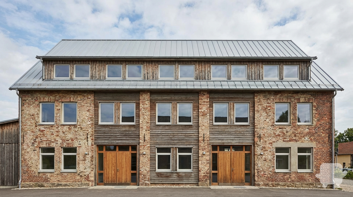 realistic render. Maintain the positions of doors, roof and windows.