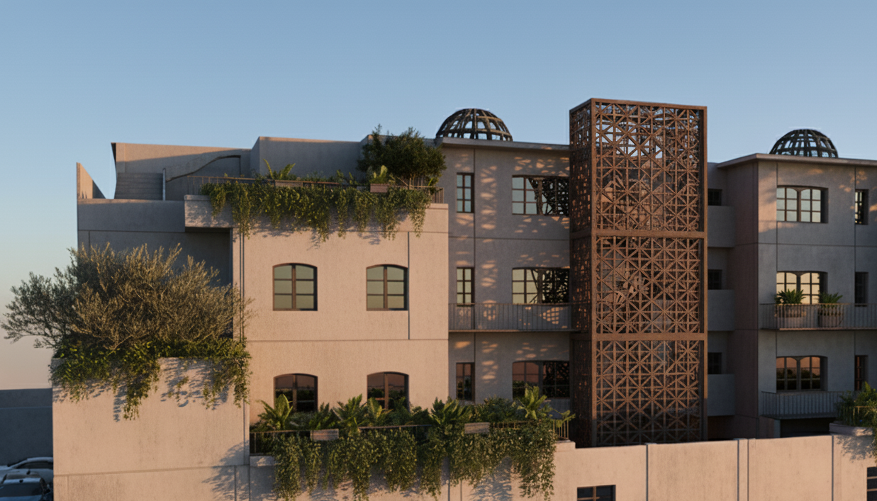 un style jabendi medetiranien , moins de vegetation unqiuement en terasse et un plus joli mucharabieh change rééelment