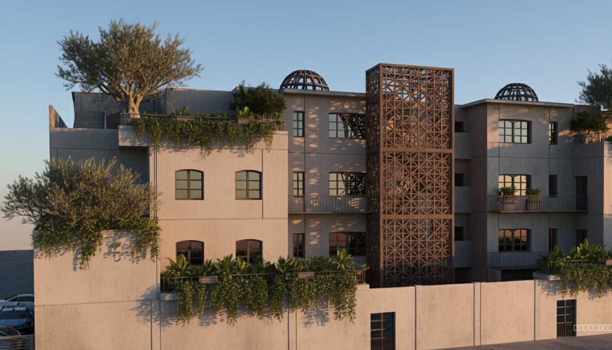 un style jabendi medetiranien , moins de vegetation unqiuement en terasse et un plus joli mucharabieh 